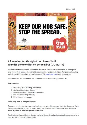 Keep our mob safe, stop the spread.