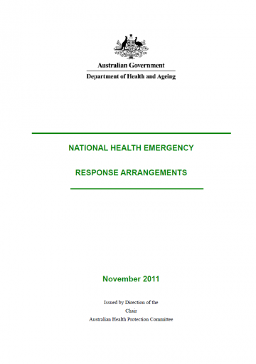 Cover image for the National Health Emergency Response Arrangements.