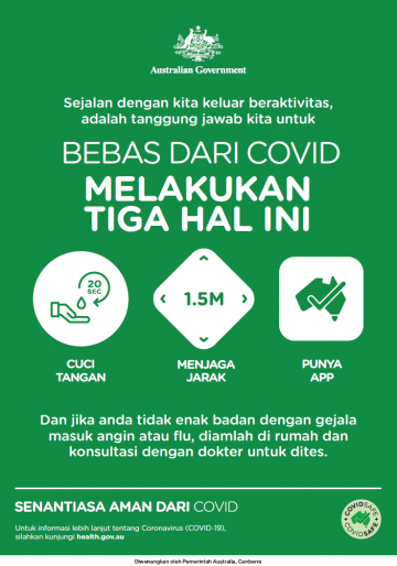 Coronavirus (COVID-19) – Bebas dari covid – melakukan tiga hal ini (Stay COVID free – do the 3)