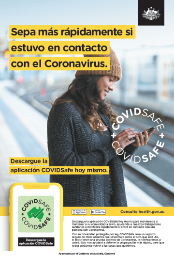 Coronavirus (COVID-19) – Descargue la aplicación COVIDSafe hoy mismo (Download the COVIDSafe app today)