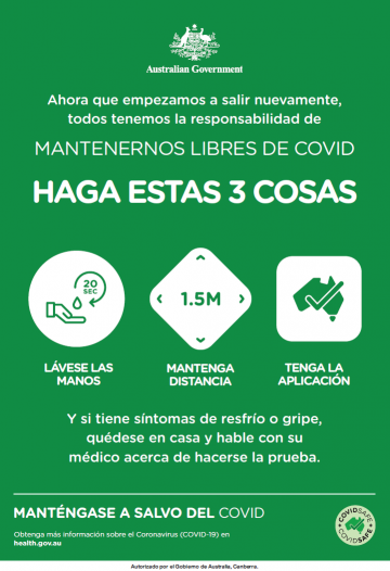 Cover image for Coronavirus (COVID-19) – Mantenernos libres de covid – haga estas 3 cosas (Stay COVID free – do the 3)