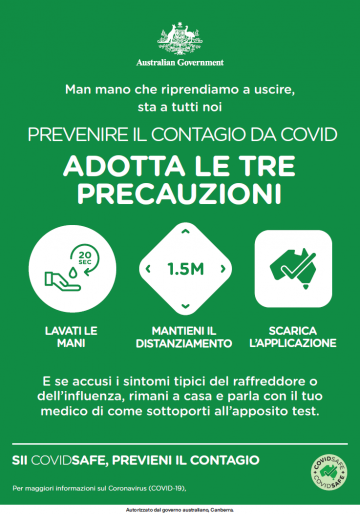 Coronavirus Covid 19 Prevenire Il Contagio Da Covid Adotta Le Tre Precauzioni Stay Covid Free Do The 3 Australian Government Department Of Health