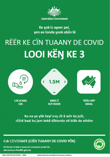 Coronavirus Covid 19 Reer Ke Cin Tuaany De Covid Looi Kɛ ŋ Ke 3 Stay Covid Free Do The 3 Australian Government Department Of Health
