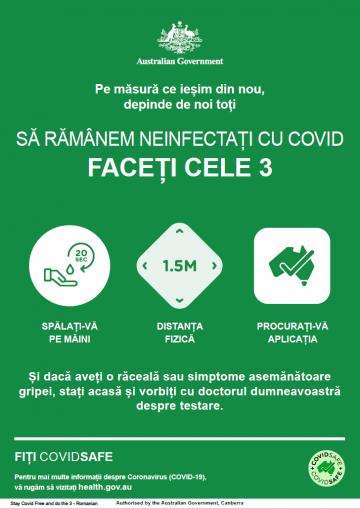 Coronavirus (COVID-19) – Să rămânem neinfectați cu covid – faceți cele 3 (Stay COVID free – do the 3)