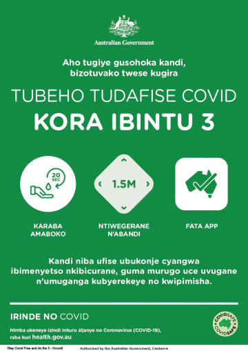 Coronavirus (COVID-19) – Tubeho tudafise covid – kora ibintu 3 (Stay COVID free – do the 3)