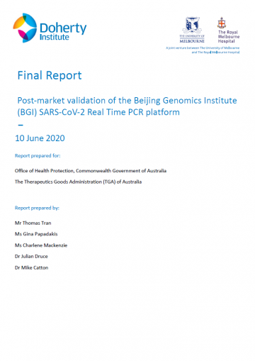 Cover image for Post-market validation of the Beijing Genomics Institute (BGI) SARS-CoV-2 Real Time PCR platform