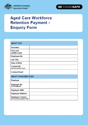 Aged Care Workforce Retention Payment enquiry form