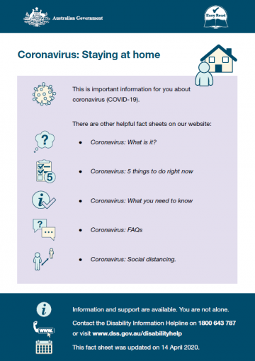 Coronavirus: Staying at home – Easy Read