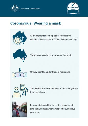 Coronavirus: Wearing a mask – Easy Read