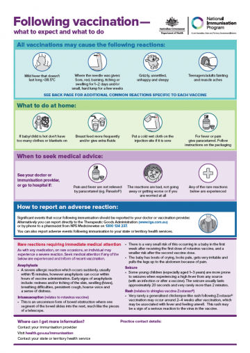 Following vaccination – what to expect and what to do