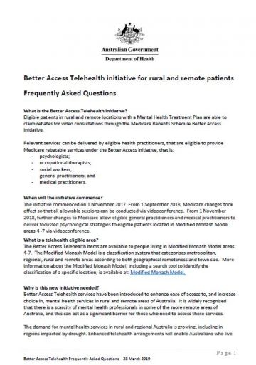 Cover image for Better Access Telehealth frequently asked questions