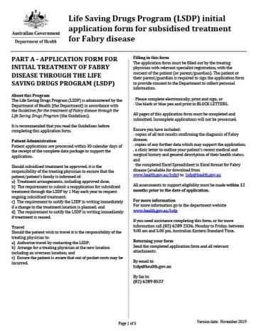 Cover image of Fabry disease initial application form