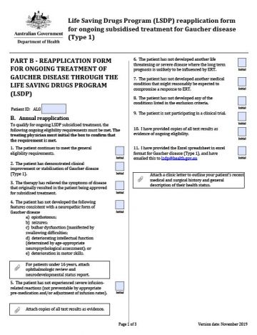 Cover image of Gaucher disease reapplication form