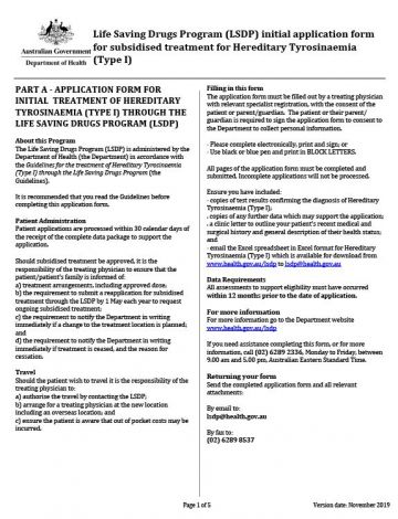 Cover image of HT1 initial application form