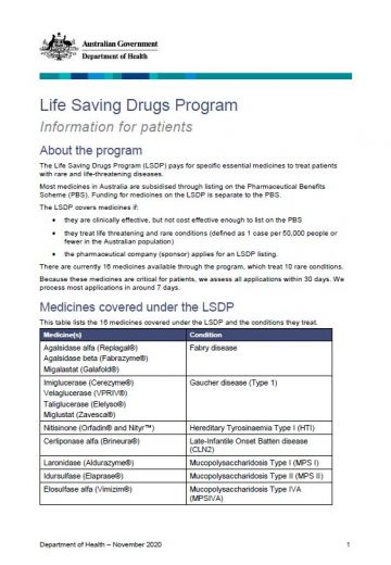 Cover image of LSDP information for patients handout