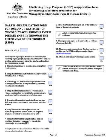 Cover image of MPS II reapplication form