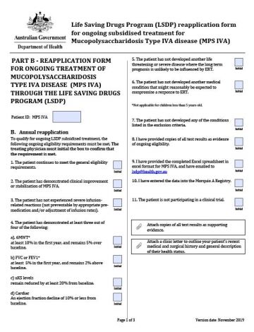 Cover image of MPS IVA reapplication form