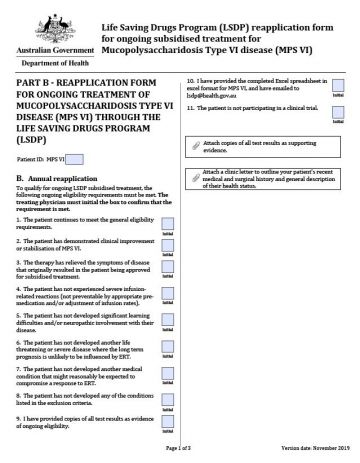 Cover image of MPS VI reapplication form