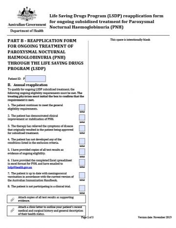 Cover image of PNH reapplication form