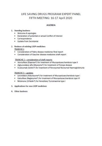 Cover image of LSDPEP 5th meeting agenda – 16 and 17 April 2020