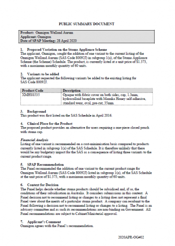 Cover image for SPAP public summary documents – April 2020 – Omnigon Welland Aurum