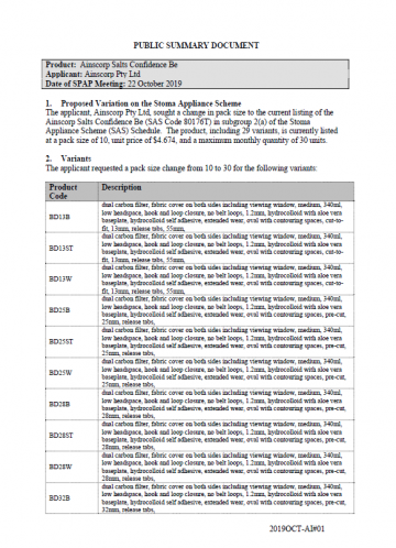 cover image for SPAP public summary documents – October 2019 – Ainscorp Confidence Be