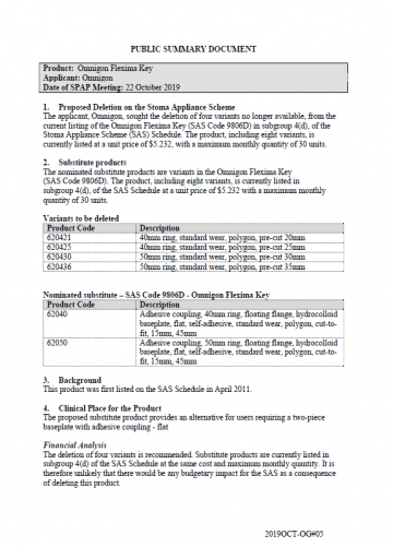 Cover image for SPAP public summary documents – October 2019 – Omnigon Flexima Key