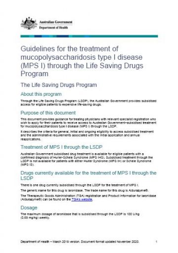 Cover image of MPS I guidelines
