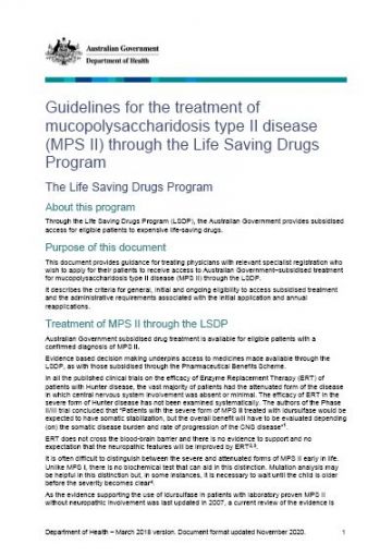 Cover image of MPS II guidelines