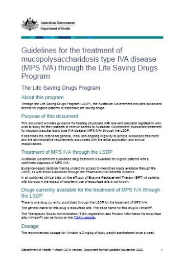 Cover image of MPS IVA guidelines