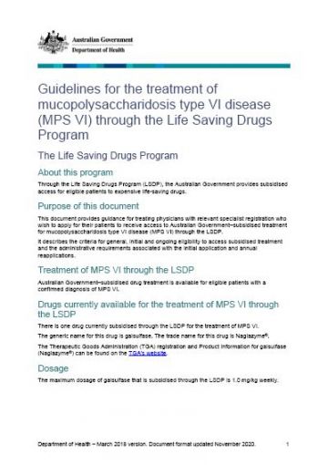 Cover image of MPS VI guidelines