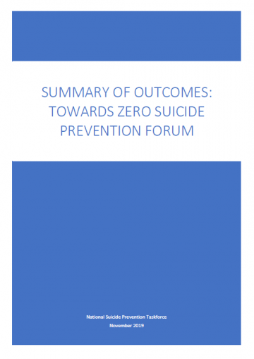 Cover image for Towards Zero Suicide Prevention Forum: summary of outcomes