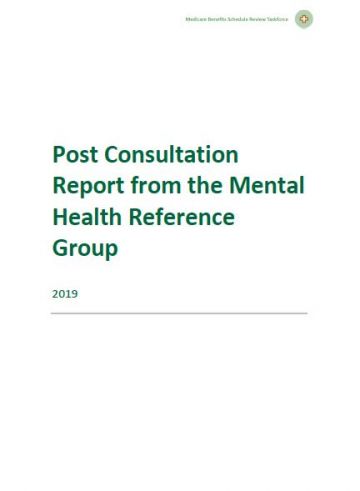 Post Consultation Report from the Mental Health Reference Group cover