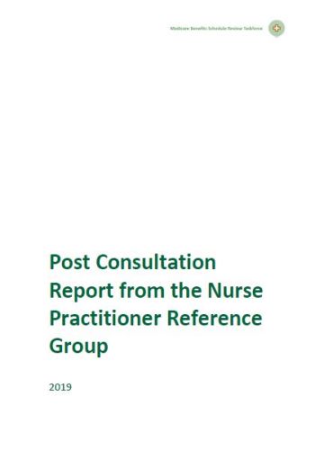 Post Consultation Report from the Nurse Practitioner Reference Group cover