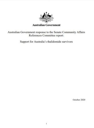 Cover image for Australian Government response for the support for Australia’s thalidomide survivors