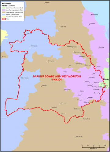 Darling Downs Qld Map Darling Downs And West Moreton (Qld) Primary Health Network (Phn) Map –  Australian Statistical Geography Standard (Asgs) Remoteness Area |  Australian Government Department Of Health