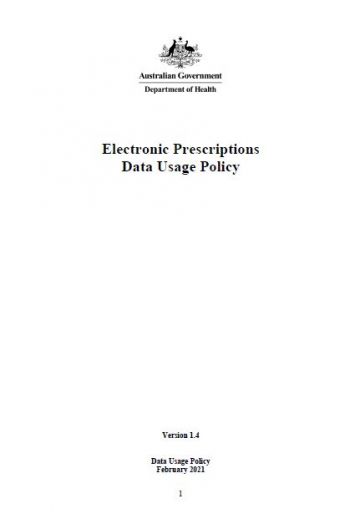 Electronic Prescriptions Data Usage Policy cover