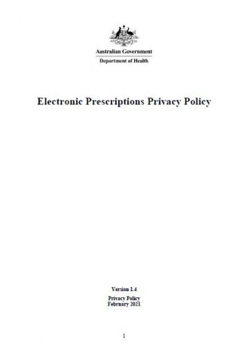 Electronic Prescriptions Privacy Policy cover