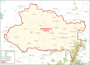 Murrumbidgee PHN topographic map