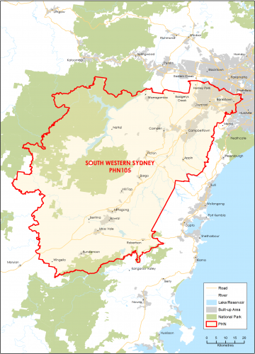 South Western Sydney PHN topographic map