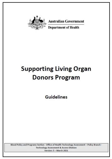 Supporting Living Organ Donors Program Guidelines