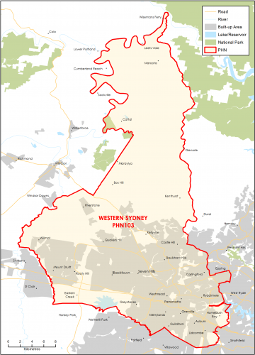 Western Sydney PHN topographic map