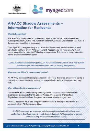 AN-ACC Shadow assessments - Information for Residents