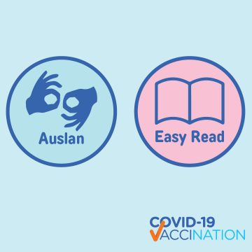 Auslan and Easy Read social media tile square