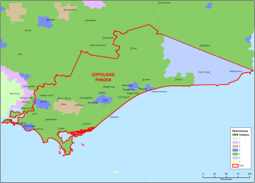 Gippsland PHN MMM remoteness area map