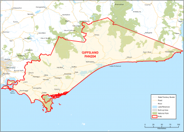 Gippsland PHN topographic map