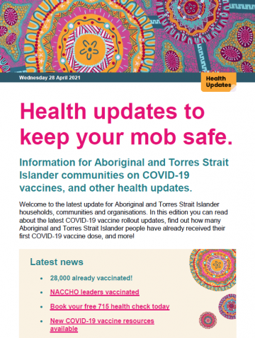 Key updates for Aboriginal and Torres Strait Islander communities – 28 April 2021