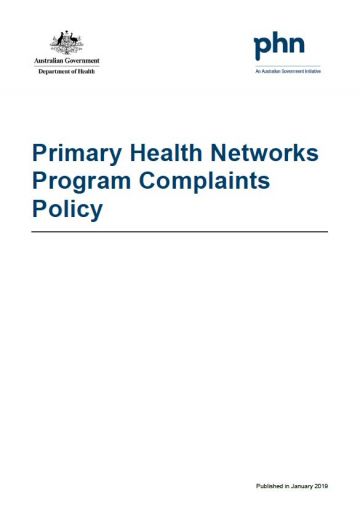 Cover image for Primary Health Network (PHN) Program complaints policy