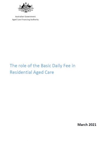 The role of the Basic Daily Fee in Residential Aged Care cover