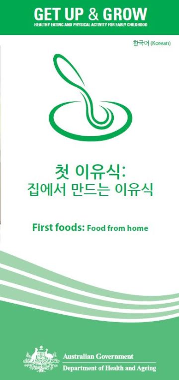 Cover image for 첫 이유식: 집에서 만드는 이유식 (First foods: food from home)
